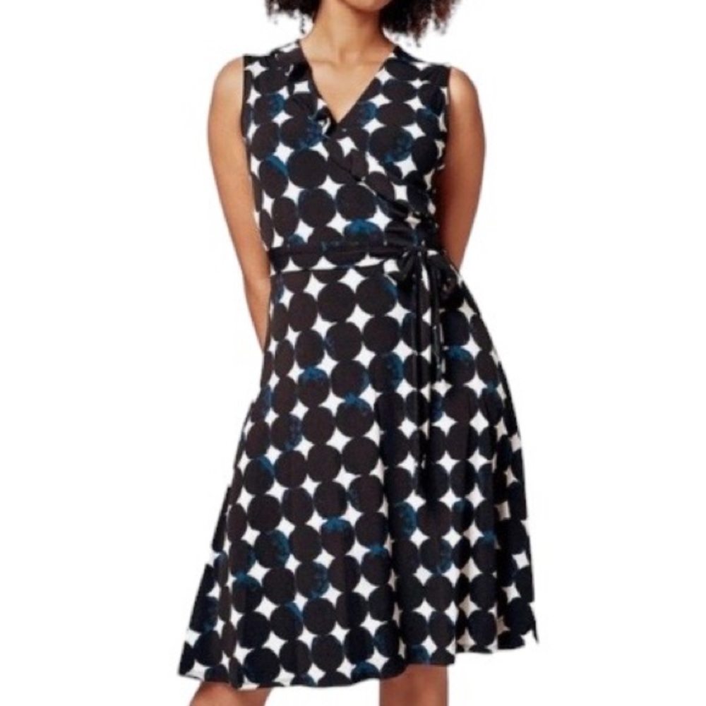 LEOTA Felicity Sleeveless Dress Midnight Moon Faux Wrap Aneeka Knit size…